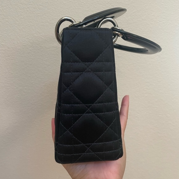 SOLD Lady Dior Mini Satin Bag Silver Hardware - Picture 4 of 13